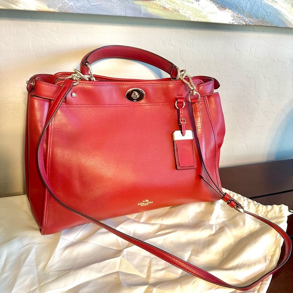 Cranberry Red Coach Satchel w/Wallet - Picture 2 of 14